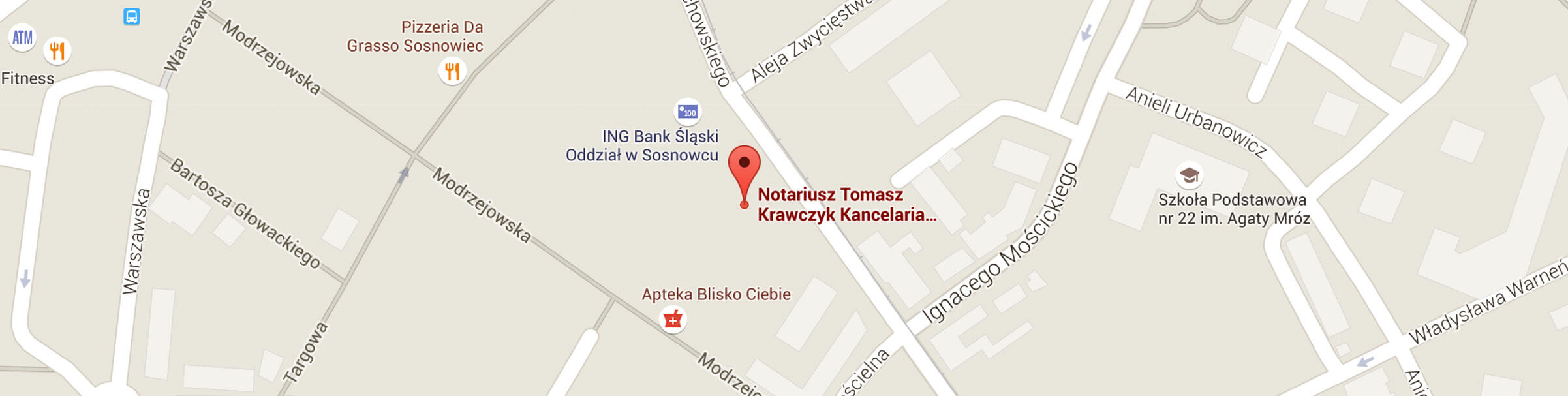 Mapa dojazdu do notariusza w Sosnowcu